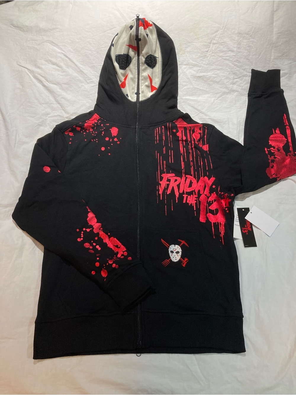Friday the 13th Jason full zip up hoodie, size large, NWT!